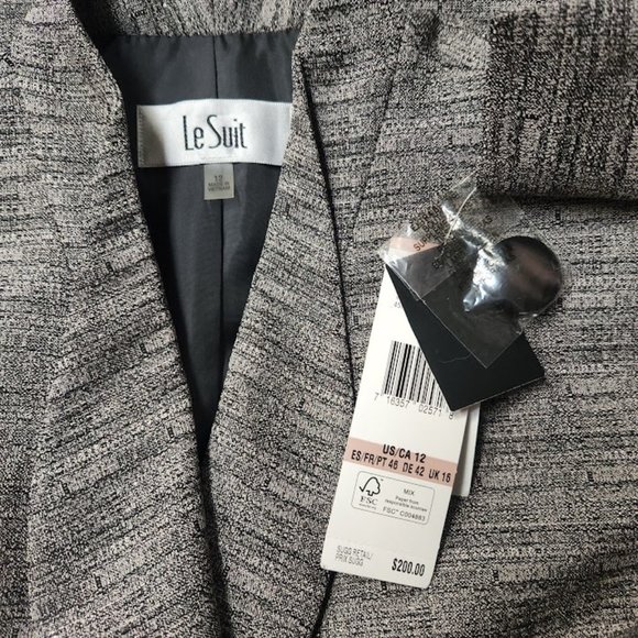 NWT Le Suit sz 12 two piece black blend suit blazer and skirt - Picture 7 of 7